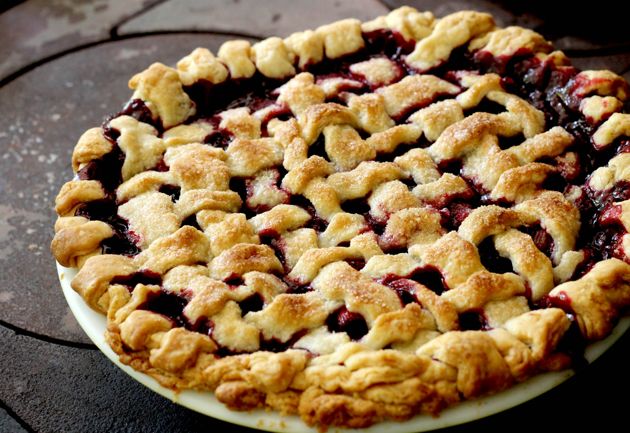 frozen summer berry pie baked - Log Cabin Cooking