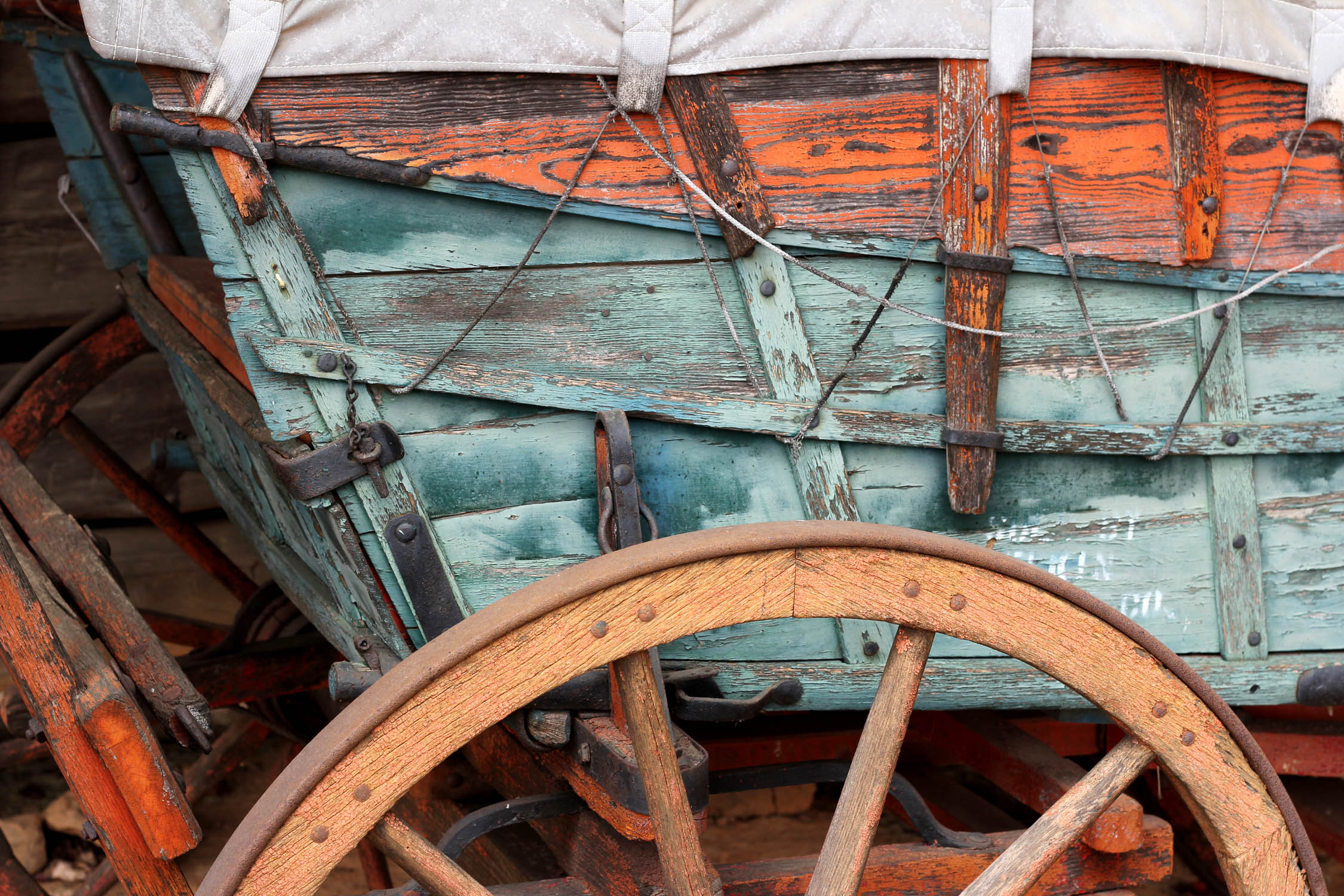 Interior Of Prairie Schooner Crammed W Clothes Furniture Other