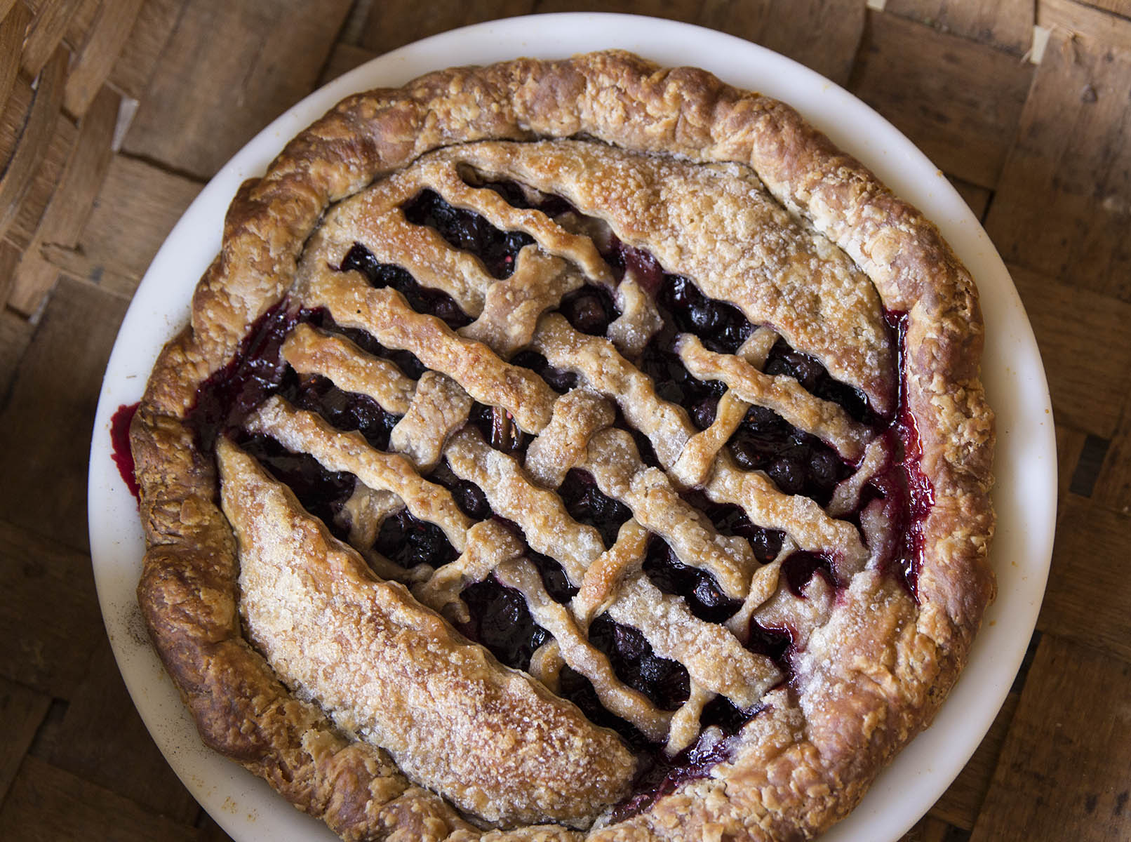 blueberry black raspberry candied rhubarb pie Log Cabin Cooking