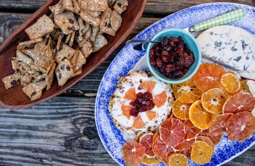 orange crisps and homemade fromage blanc